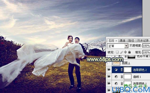 Photoshop唯美婚片调色实例：给大气的婚纱艺术照调出暖暖的晨曦色