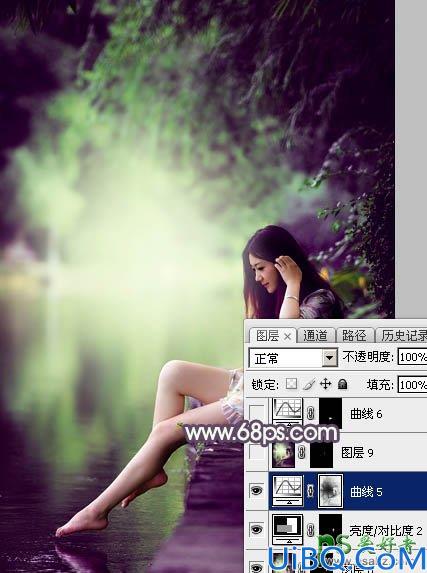 Photoshop调色教程：给外景自拍的美腿少女唯美图片调出梦幻的紫色调