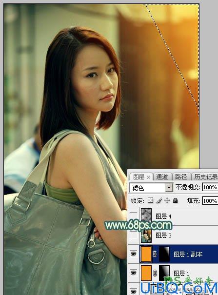 Photoshop调色教程：给街道上自拍的唯美女生生活照调出夕阳暖色逆光效果