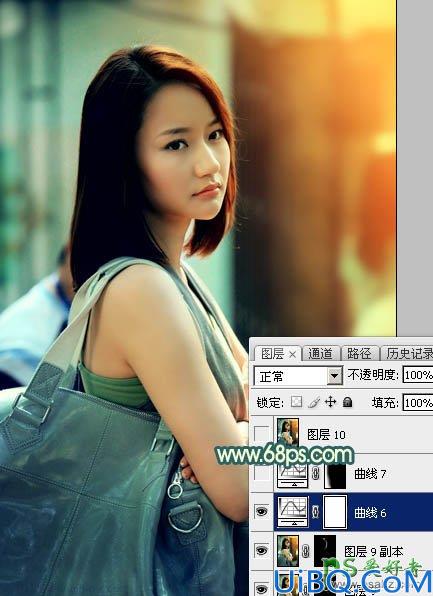 Photoshop调色教程：给街道上自拍的唯美女生生活照调出夕阳暖色逆光效果