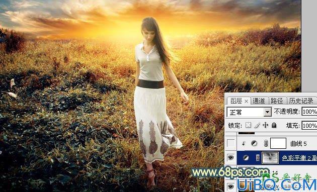 Photoshop照片后期调色教程：给欧美漂亮女生照片调出大气的夕阳色彩