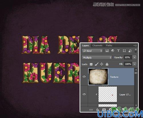 利用Photoshop笔刷、文字、图层样式和形状等工具制作亡灵节万寿菊艺术字