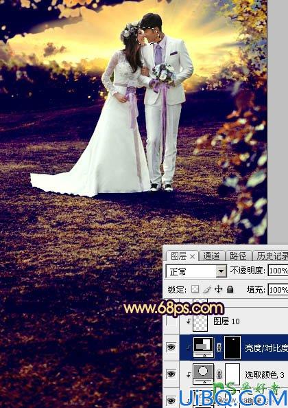 Photoshop唯美婚片调色教程：给泛白的情侣婚纱照调出唯美的霞光色彩