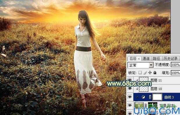 Photoshop照片后期调色教程：给欧美漂亮女生照片调出大气的夕阳色彩