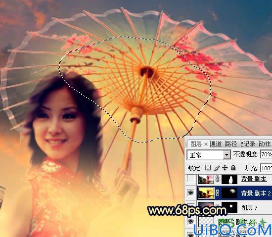 Photoshop美女照片调色实例：给中国风古典美女图片调出唯美的霞光色