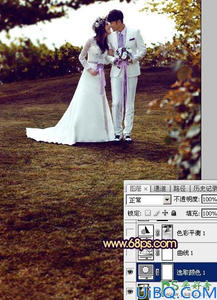 Photoshop唯美婚片调色教程：给泛白的情侣婚纱照调出唯美的霞光色彩