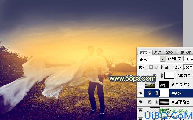 Photoshop唯美婚片调色实例：给大气的婚纱艺术照调出暖暖的晨曦色