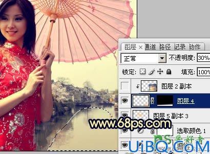 Photoshop美女照片调色实例：给中国风古典美女图片调出唯美的霞光色