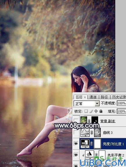 Photoshop给修长美腿女生外景写真照调出艳丽的秋季暖色效果