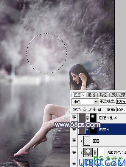 Photoshop美少女艺术照调色实例：给清纯的湖景少女图片调出高雅灰色调