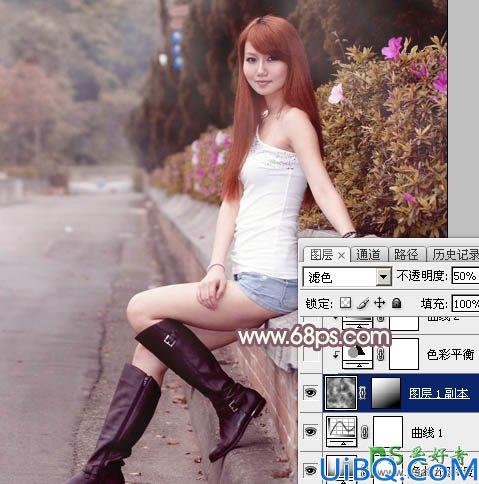 Photoshop调色教程实例：给迷人的妹妹私房照调出唯美秋季暖洋洋的色彩