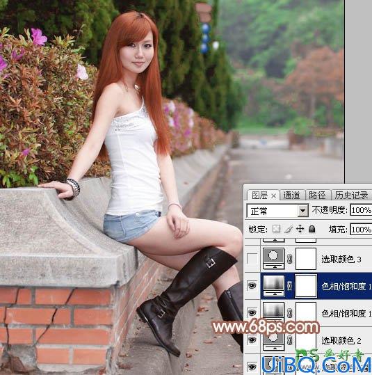 photoshop给街上自拍的可爱妹妹写真照快速调出甜美的粉红色