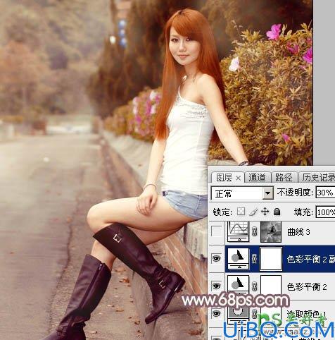 Photoshop调色教程实例：给迷人的妹妹私房照调出唯美秋季暖洋洋的色彩