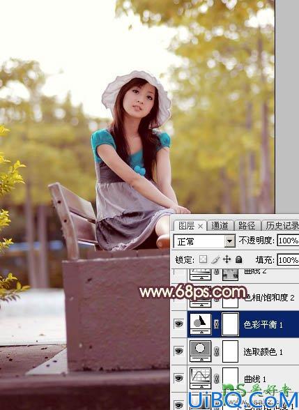 Photoshop美女图片调色教程：给性感的女人摄影外景写真照调出秋景黄色调