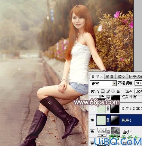 Photoshop调色教程实例：给迷人的妹妹私房照调出唯美秋季暖洋洋的色彩