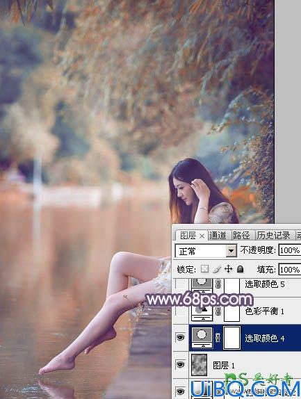 photoshop给清新玉足少女写真照调出漂亮的暖紫色效果