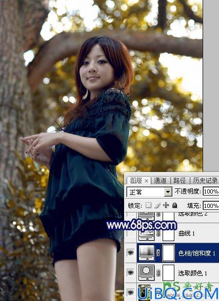 Photoshop调色教程：给性感美腿女孩儿生活照片调出斑斓的霞光暖色