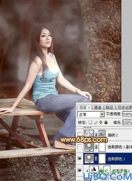 Photoshop给气质性感少妇外拍艺术照调出唯美的中性红色效果