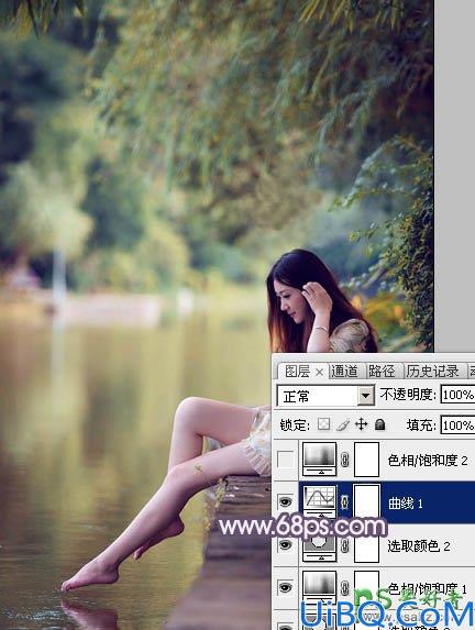 photoshop给清新玉足少女写真照调出漂亮的暖紫色效果