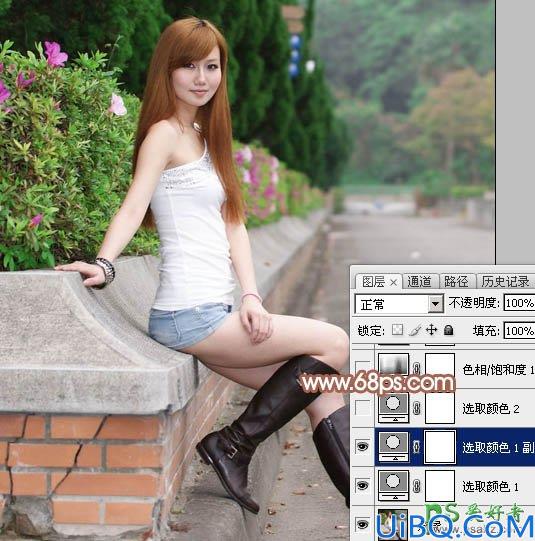 photoshop给街上自拍的可爱妹妹写真照快速调出甜美的粉红色