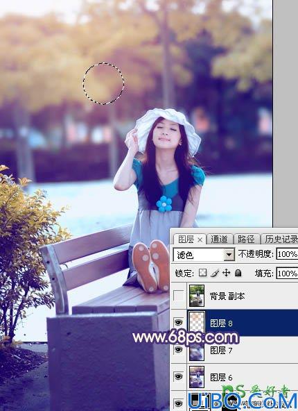 Photoshop美女图片调色实例：给夏日清新少女写真照调出时尚冷色效果