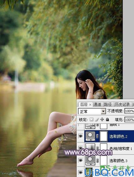 photoshop给清新玉足少女写真照调出漂亮的暖紫色效果