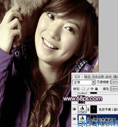 photoshop调色教程：调出人物个性的暗调黄紫色风格教程