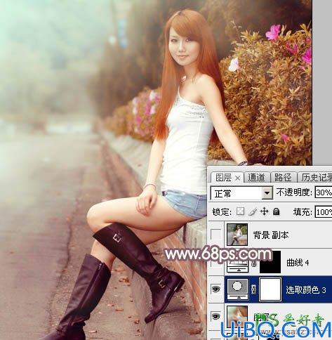 Photoshop调色教程实例：给迷人的妹妹私房照调出唯美秋季暖洋洋的色彩