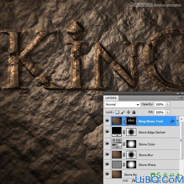 利用photoshop滤镜及图层样式设计漂亮风格的褐色岩石字体