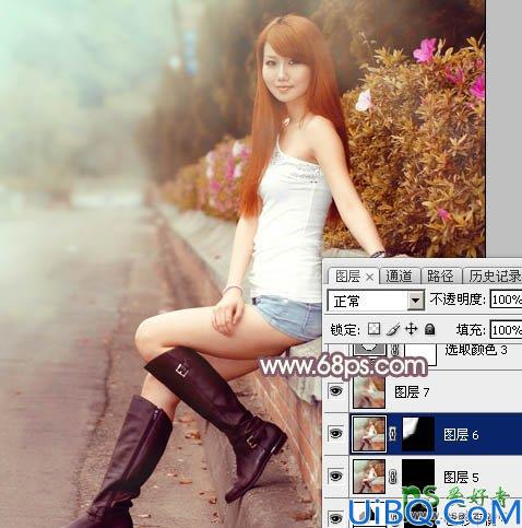 Photoshop调色教程实例：给迷人的妹妹私房照调出唯美秋季暖洋洋的色彩