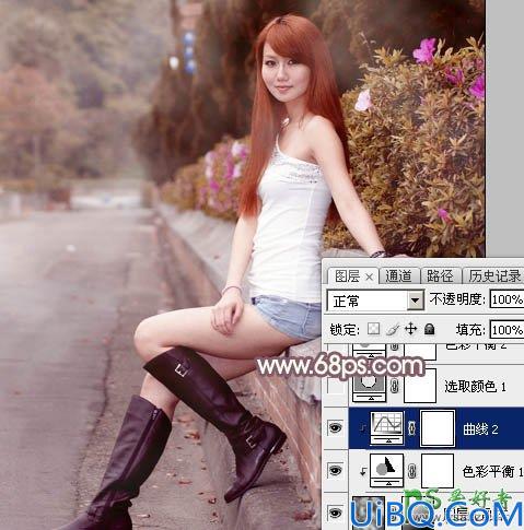 Photoshop调色教程实例：给迷人的妹妹私房照调出唯美秋季暖洋洋的色彩