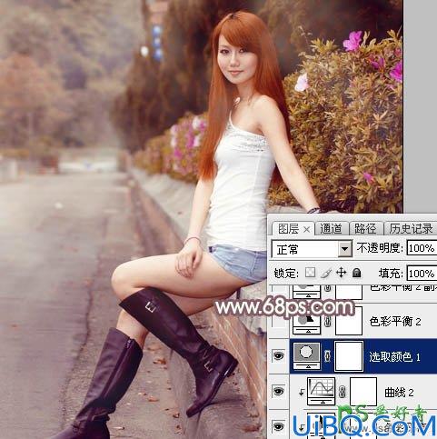 Photoshop调色教程实例：给迷人的妹妹私房照调出唯美秋季暖洋洋的色彩