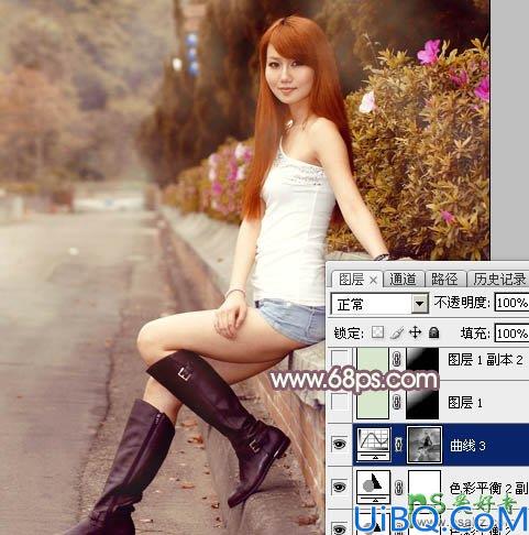 Photoshop调色教程实例：给迷人的妹妹私房照调出唯美秋季暖洋洋的色彩