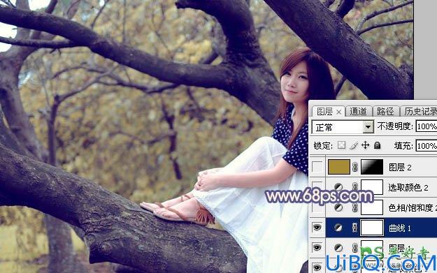 Photoshop调色教程：给可爱的小妹妹外拍写真图片调出秋季晨曦效果