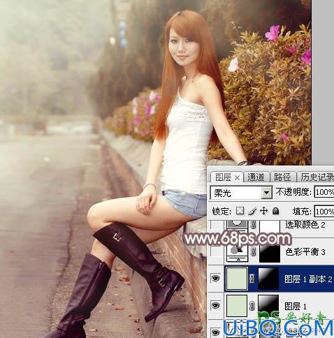 Photoshop调色教程实例：给迷人的妹妹私房照调出唯美秋季暖洋洋的色彩