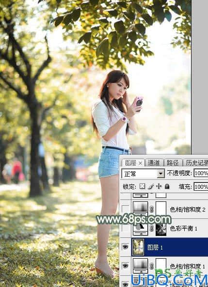 Photoshop美女图片调色实例：给清纯甜美的少女外拍照片调出秋季暖褐色