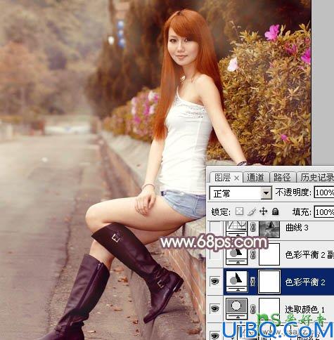 Photoshop调色教程实例：给迷人的妹妹私房照调出唯美秋季暖洋洋的色彩