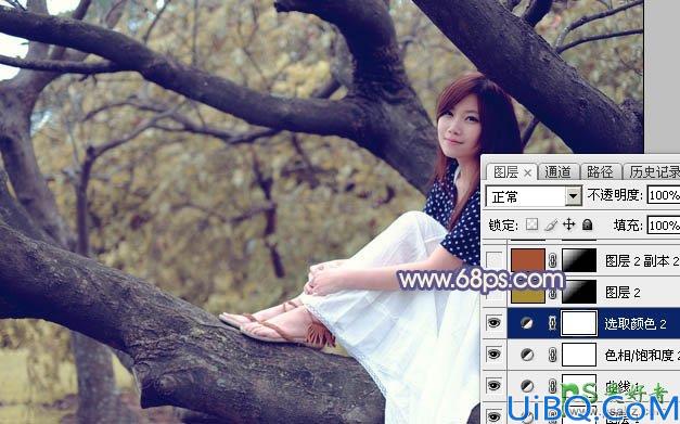 Photoshop调色教程：给可爱的小妹妹外拍写真图片调出秋季晨曦效果