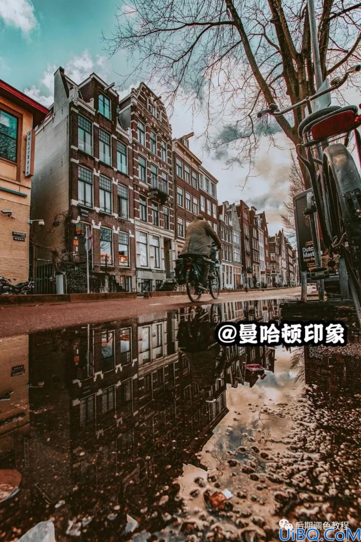 Photoshop电影色后期教程：给影视剧中普通的街景照片调出电复古影色调。