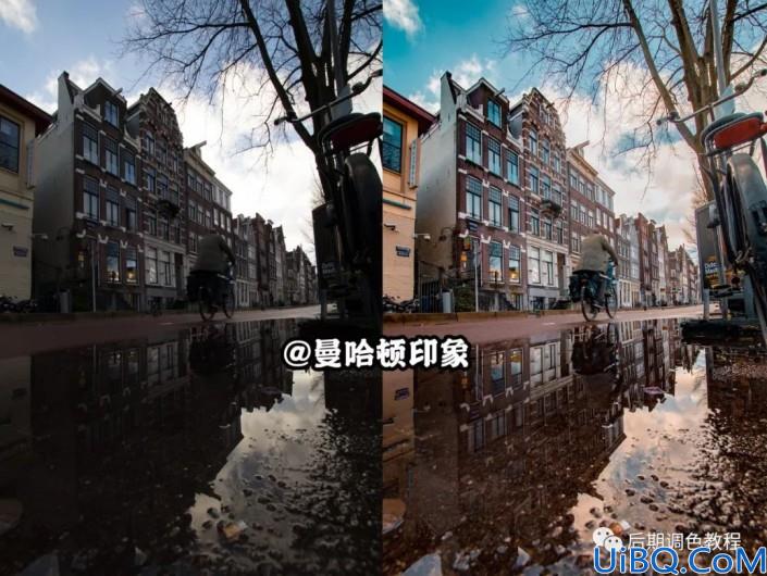 Photoshop电影色后期教程：给影视剧中普通的街景照片调出电复古影色调。