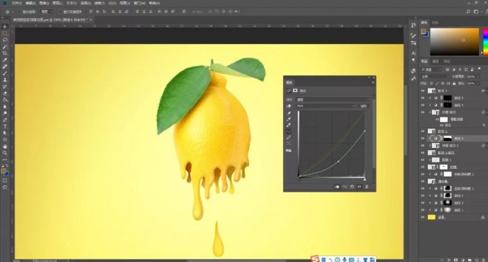 Photoshop特效图片合成：打造油漆滴落效果的柠檬，自然色彩油漆柠檬。