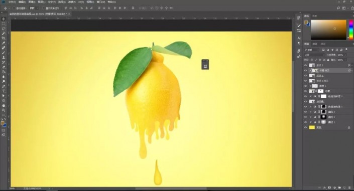 Photoshop特效图片合成：打造油漆滴落效果的柠檬，自然色彩油漆柠檬。