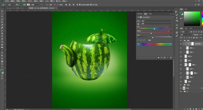 Photoshop创意合成实例：利用合成技术打造一把逼真个性的西瓜茶壶。