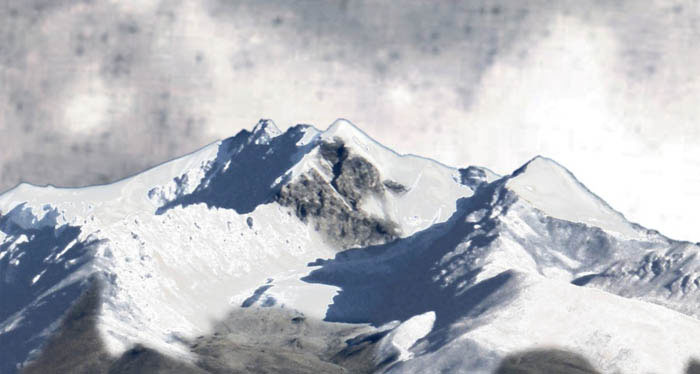 Photoshop合成案例教程：用雪山加月亮素材图合成出超级大月亮自然场景。