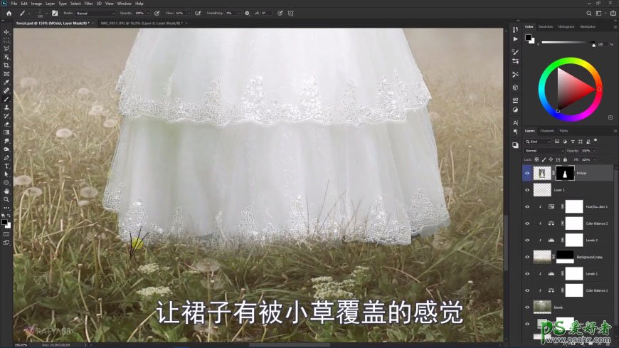 Photoshop创意合成森系婚纱照美女与巨型鸟笼在森林中的秘境场景