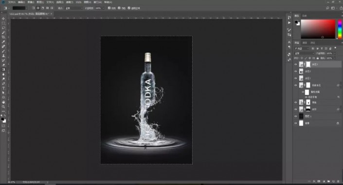 创意制作，通过Photoshop合成一款创意水花酒瓶
