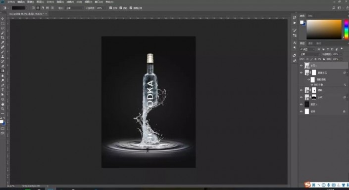 创意制作，通过Photoshop合成一款创意水花酒瓶