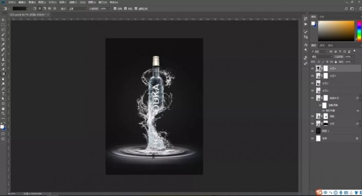 创意制作，通过Photoshop合成一款创意水花酒瓶