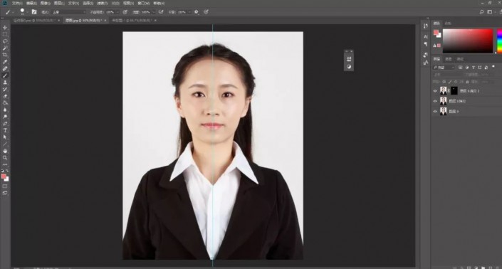 Photoshop证件照抠图教程：学习给一张商务型女士证件照抠图换背景颜色。