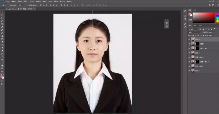 Photoshop证件照抠图教程：学习给一张商务型女士证件照抠图换背景颜色。